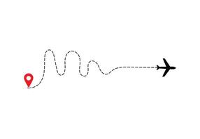 Airplane dotted route line the way airplane. Flying with a dashed line from the starting point and along the path. illustration vector