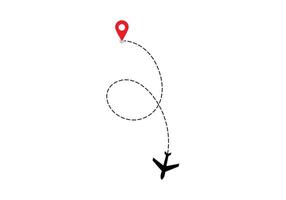 Airplane dotted route line the way airplane. Flying with a dashed line from the starting point and along the path. illustration vector