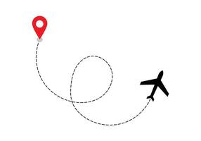 Airplane dotted route line the way airplane. Flying with a dashed line from the starting point and along the path. illustration vector