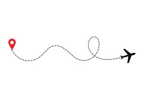 Airplane dotted route line the way airplane. Flying with a dashed line from the starting point and along the path. illustration vector