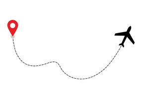 avión punteado ruta línea el camino avión. volador con un rayado línea desde el comenzando punto y a lo largo el camino. ilustración vector