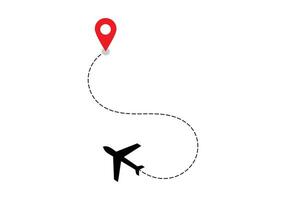 Airplane dotted route line the way airplane. Flying with a dashed line from the starting point and along the path. illustration vector