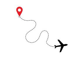 Airplane dotted route line the way airplane. Flying with a dashed line from the starting point and along the path. illustration vector