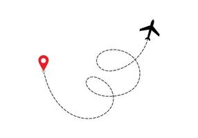 Airplane dotted route line the way airplane. Flying with a dashed line from the starting point and along the path. illustration vector
