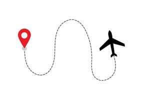 Airplane dotted route line the way airplane. Flying with a dashed line from the starting point and along the path. illustration vector