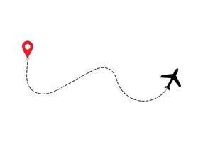 Airplane dotted route line the way airplane. Flying with a dashed line from the starting point and along the path. illustration vector