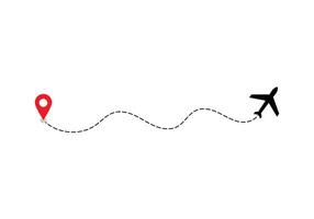 Airplane dotted route line the way airplane. Flying with a dashed line from the starting point and along the path. illustration vector