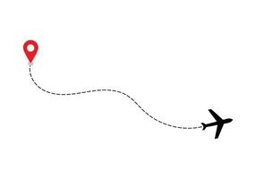 Airplane dotted route line the way airplane. Flying with a dashed line from the starting point and along the path. illustration vector