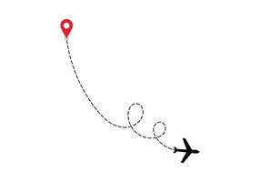 Airplane dotted route line the way airplane. Flying with a dashed line from the starting point and along the path. illustration vector