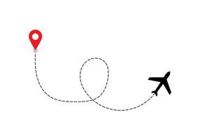 Airplane dotted route line the way airplane. Flying with a dashed line from the starting point and along the path. illustration vector