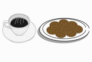 chocolate biscuits and coffee vector