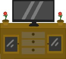 tv and table in the living room vector