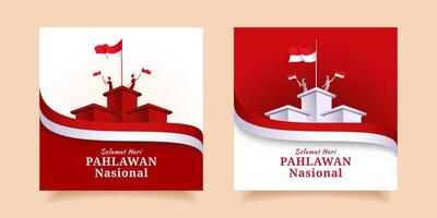 hari pahlawan nasional or indonesia national heroes day social media square banner vector