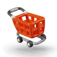 Side view on flying modern cart in red color for shopping in store vector