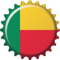 National flag of Benin on a bottle cap. Illustration vector