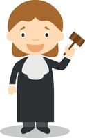 Cute cartoon illustration of a judge. Women Professions Series vector