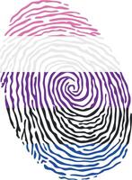 Fingerprint colored with the Genderfluid pride flag isolated on white background Illustration vector