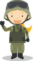 Cute cartoon illustration of a soldier. Women Professions Series vector