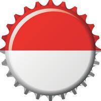 National flag of Monaco on a bottle cap. Illustration vector