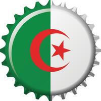 National flag of Algeria on a bottle cap. Illustration vector