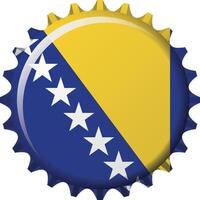 National flag of Bosnia and Herzegovina on a bottle cap. Illustration vector