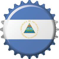 National flag of Nicaragua on a bottle cap. Illustration vector