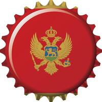 National flag of Montenegro on a bottle cap. Illustration vector