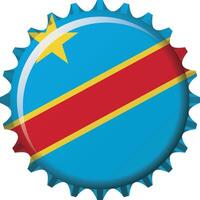 National flag of Democratic Republic of Congo on a bottle cap. Illustration vector