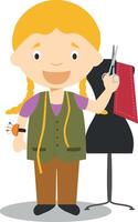Cute cartoon illustration of a tailor. Women Professions Series vector