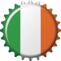 National flag of Ireland on a bottle cap. Illustration vector