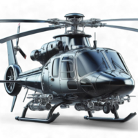 cartoon-style, 3D black helicopter flying in the air. Game assets on a transparent background. Generated Ai png