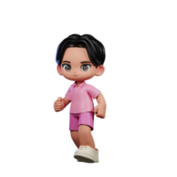 3d Cartoon Character in Pink Clothes Walking Pose png