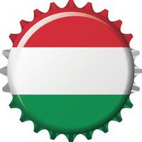 National flag of Hungary on a bottle cap. Illustration vector