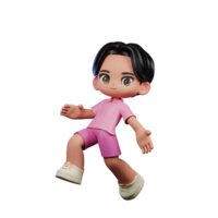 3d dessin animé personnage dans rose vêtements content sauter pose png