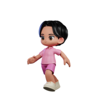 3d Cartoon Character in Pink Clothes Running Pose png