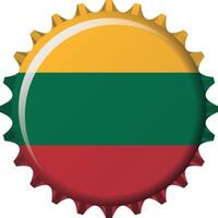 National flag of Lithuania on a bottle cap. Illustration vector