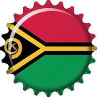 National flag of Vanuatu on a bottle cap. Illustration vector