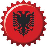 National flag of Albania on a bottle cap. Illustration vector