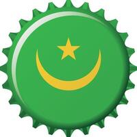 National flag of Mauritania on a bottle cap. Illustration vector