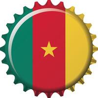 National flag of Cameroon on a bottle cap. Illustration vector