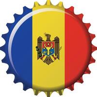 National flag of Moldova on a bottle cap. Illustration vector