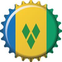 National flag of Saint Vincent and the Grenadines on a bottle cap. Illustration vector