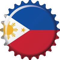 National flag of Philippines on a bottle cap. Illustration vector