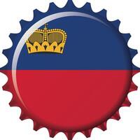 National flag of Liechtenstein on a bottle cap. Illustration vector