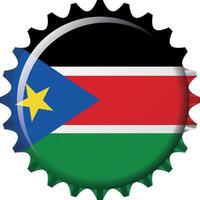 National flag of South Sudan on a bottle cap. Illustration vector