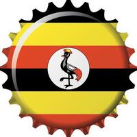 National flag of Uganda on a bottle cap. Illustration vector