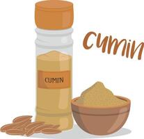 cumin illustration isolated in cartoon style. Herbs and Species Series vector