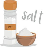 salt illustration isolated in cartoon style. Herbs and Species Series vector