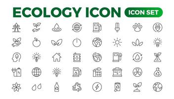 Eco friendly related thin line icon set in minimal style. Linear ecology icons. Environmental sustainability simple symbol vector