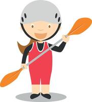 Sports cartoon illustrations. Canoe Slalom female vector